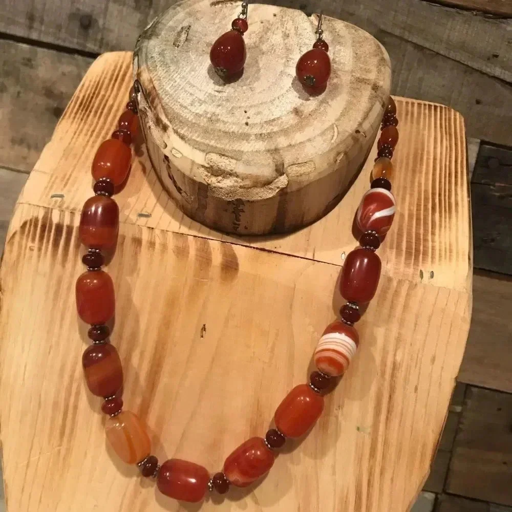 Carnelian necklace set ( handmade )